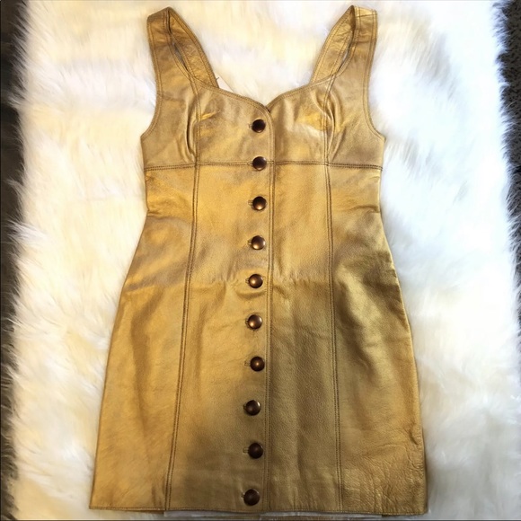 NWT Free People Cow Leather Goldie Mini Dress - Picture 2 of 8